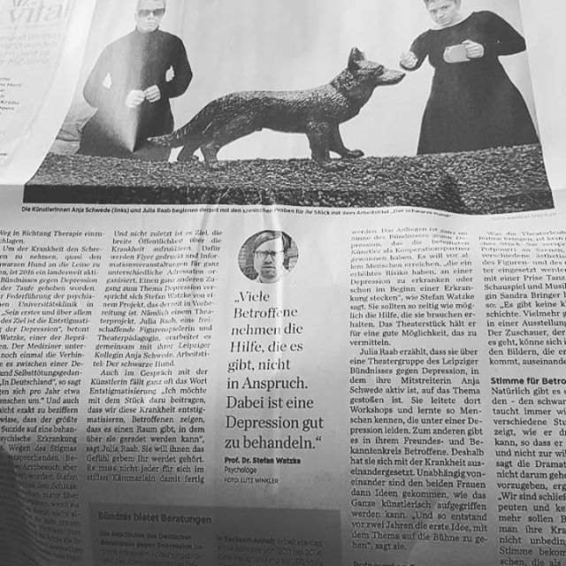 Beitrag in der Mitteldeutschen Zeitung vom 05.12.2019 über 'Der schwarze Hund' mit einem Bild von Anja Schwede & Julia Raab