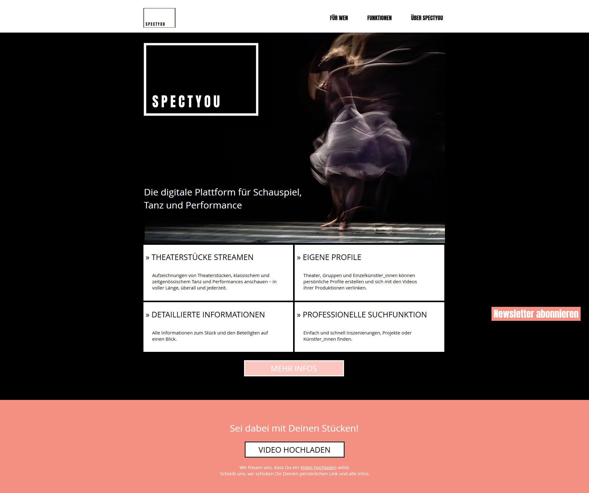 Screenshot der Startseite von SPECTYOU 